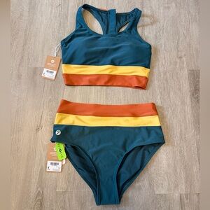 Nani Swimwear Teal and Yellow Women's Bikini Set Sz Small